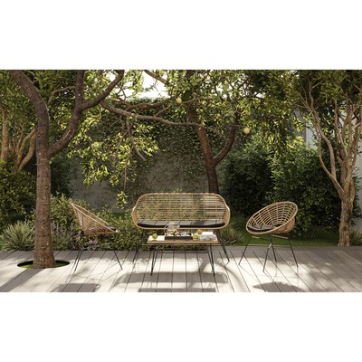 Кушетка Vetle Bent, 1250×680×820 мм, цвет ротанг