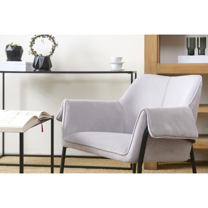 Лаунж-кресло Aline, 760×610×750 мм, шенилл, цвет светло-серый - фото 1891887516