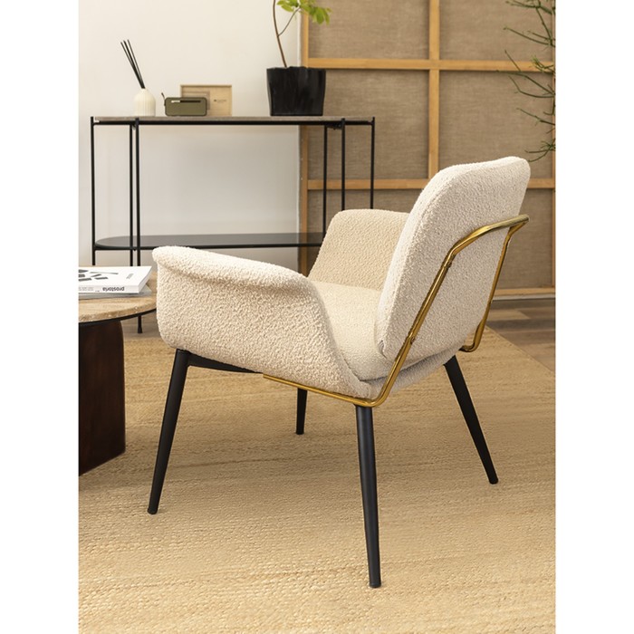 Лаунж-кресло Hilde, 600×800×730 мм, букле, цвет серо-бежевый - фото 1909502814