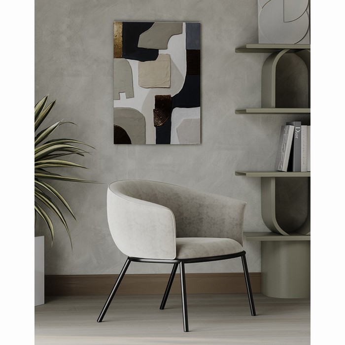 Лаунж-кресло Paal, 740×700×650 мм, букле, цвет серый - фото 1891887600