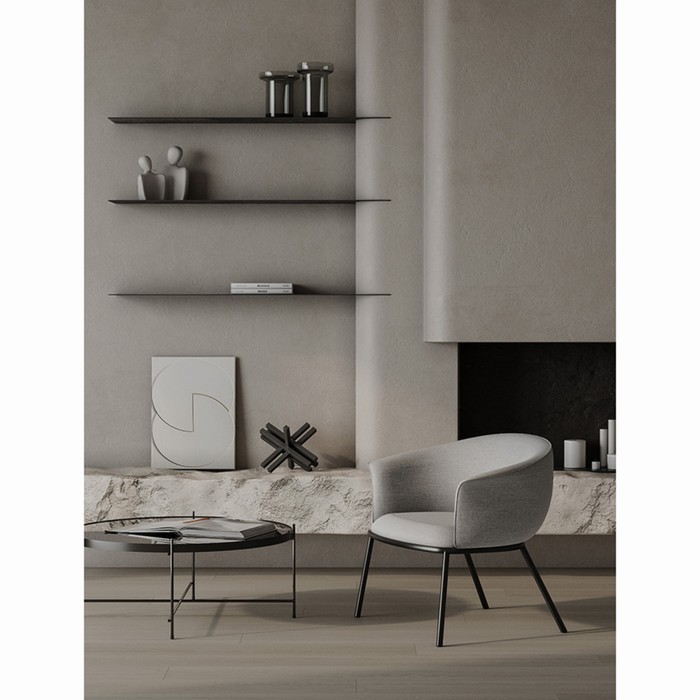Лаунж-кресло Paal, 740×700×650 мм, букле, цвет серый - фото 1891887601