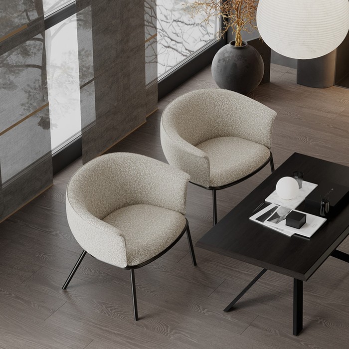 Лаунж-кресло Paal, 740×700×650 мм, букле, цвет серый - фото 1891887602
