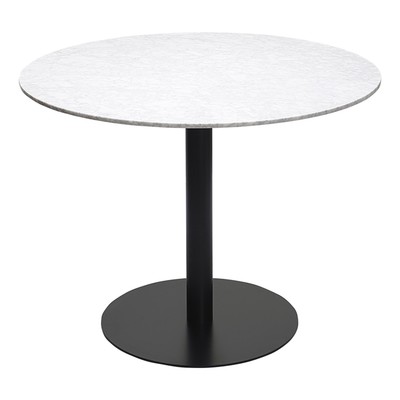 Стол обеденный Trond, 1000×1000×760 мм, цвет белый мрамор / чёрный