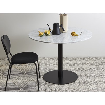 Стол обеденный Trond, 1000×1000×760 мм, цвет белый мрамор / чёрный