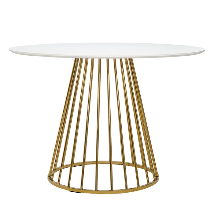 Стол обеденный Tyra, 1100×1100×750 мм, цвет белый / золотой - Фото 1