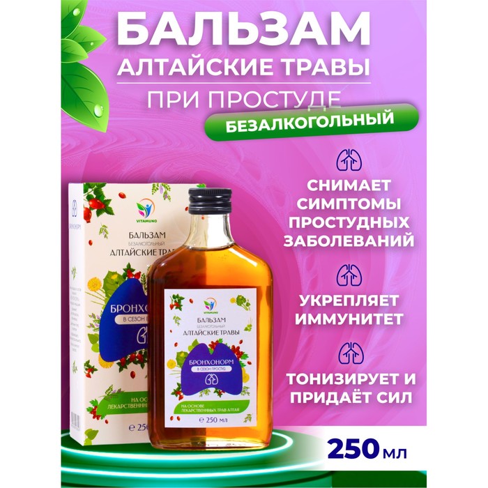 

Бальзам Алтайские Травы "БронхоНорм" при простуде, 250 мл стекло