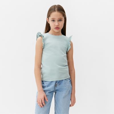 Футболка для девочки однотонная MINAKU: Basic line, голубая, рост 128 см