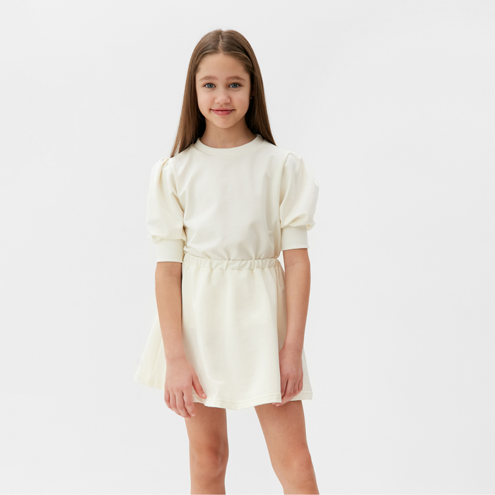 Комплект для девочки (свитшот и юбка) MINAKU, цвет молочный, рост 98 см - Фото 1