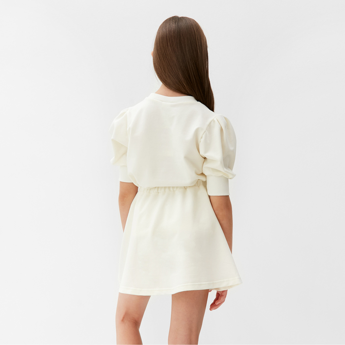 Комплект для девочки (свитшот и юбка) MINAKU, цвет молочный, рост 104 см - фото 1908038542
