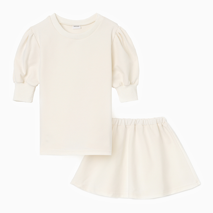 Комплект для девочки (свитшот и юбка) MINAKU, цвет молочный, рост 104 см - фото 1908038543