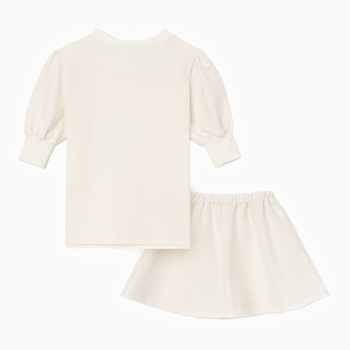 Комплект для девочки (свитшот и юбка) MINAKU, цвет молочный, рост 104 см - фото 1908038547