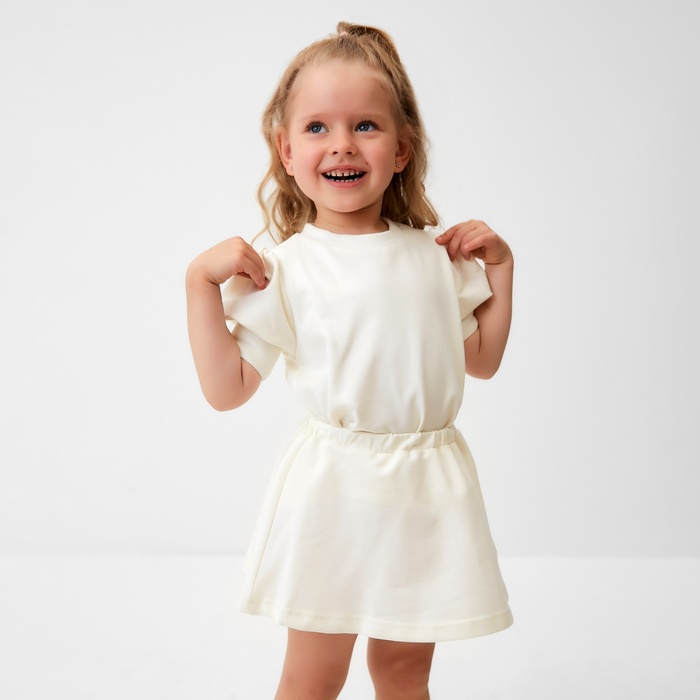 Комплект для девочки (свитшот и юбка) MINAKU, цвет молочный, рост 110 см - Фото 1