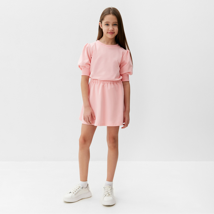 Комплект для девочки (свитшот и юбка) MINAKU, цвет розовый, рост 104 см - фото 1908038604