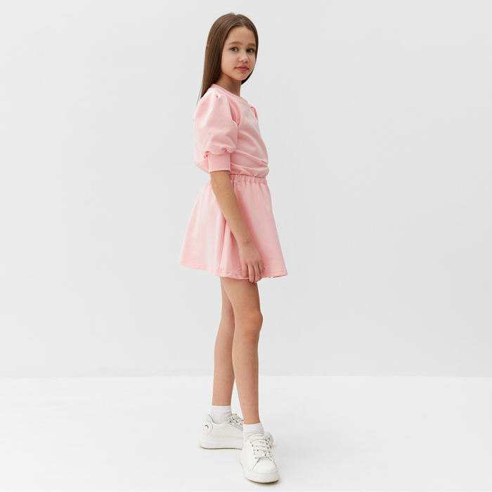Комплект для девочки (свитшот и юбка) MINAKU, цвет розовый, рост 104 см - фото 1908038605