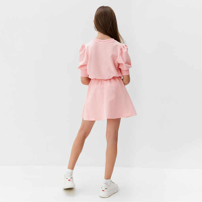 Комплект для девочки (свитшот и юбка) MINAKU, цвет розовый, рост 104 см - фото 1908038606