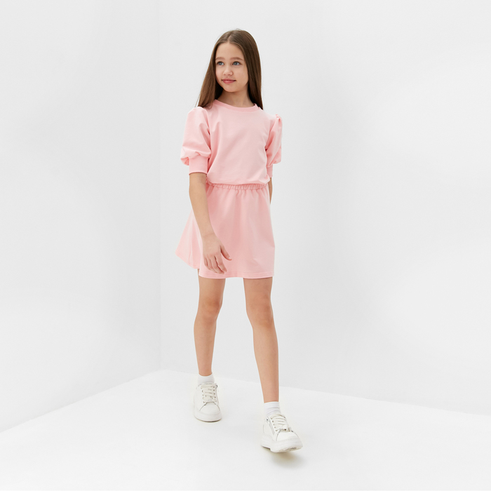 Комплект для девочки (свитшот и юбка) MINAKU, цвет розовый, рост 104 см - фото 1908038607