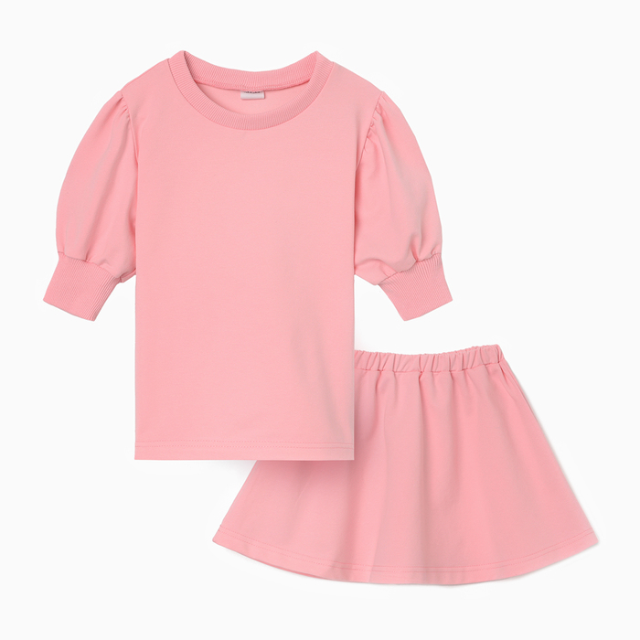 Комплект для девочки (свитшот и юбка) MINAKU, цвет розовый, рост 104 см - фото 1908038608