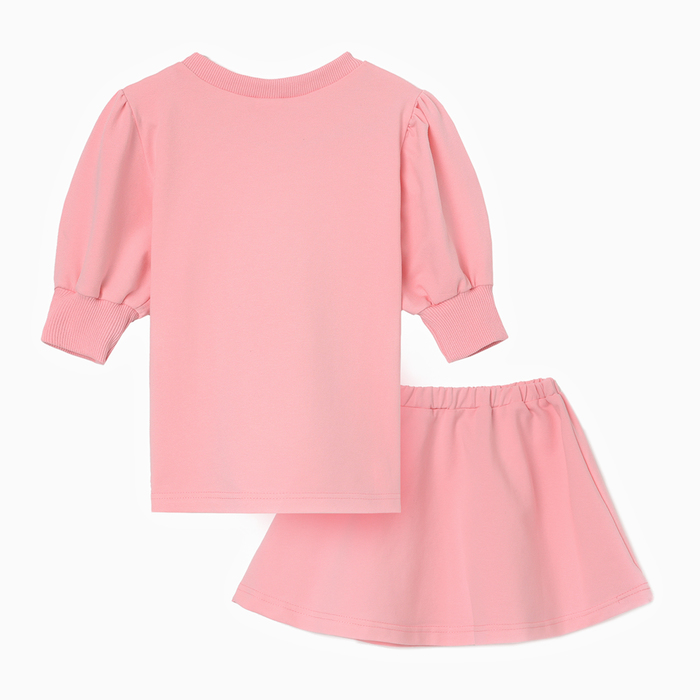 Комплект для девочки (свитшот и юбка) MINAKU, цвет розовый, рост 104 см - фото 1908038612