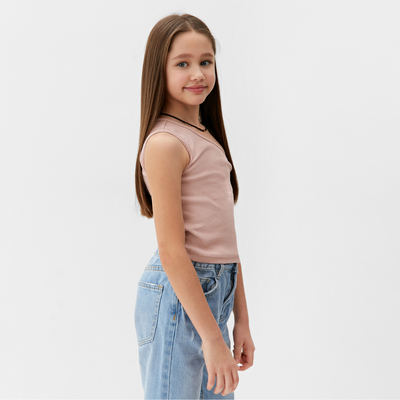 Майка-топ для девочки MINAKU: Basic Line KIDS, цвет пудровый, рост 116 см