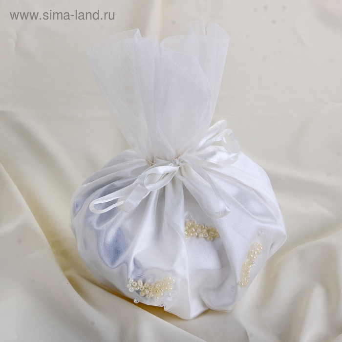 Сумочка невесты с бисером, фатин, белая - Фото 1