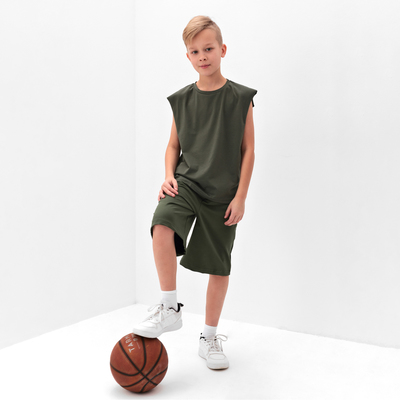 Комплект для мальчика (майка и шорты) MINAKU, хаки, рост 152 см