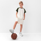 Комплект для мальчика (футболка и шорты) MINAKU, цвет экрю/оливковый, рост 122 см - фото 296970331
