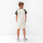 Комплект для мальчика (футболка и шорты) MINAKU, цвет экрю/оливковый, рост 140 см - Фото 3