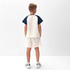 Комплект для мальчика (футболка и шорты) MINAKU, цвет экрю/синий, рост 122 см - Фото 2