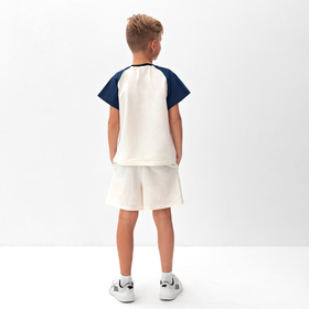 Комплект для мальчика (футболка и шорты) MINAKU, цвет экрю/синий, рост 152 см