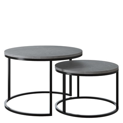 Столы журнальные «Лофт» DQ №1 Duae, 475(605)×320(420)×475(605) мм, цвет торос грей мрамор/чёрный, 2 шт.