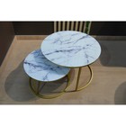 Столы журнальные «Лофт» DQ №2 Duae, 475(605)×320(420)×475(605) мм, цвет белый мрамор/золотой, 2 шт. - Фото 4