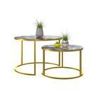 Столы журнальные «Лофт» DQ №2 Duae, 475(605)×320(420)×475(605) мм, цвет серо – зелёный мрамор/золотой, 2 шт. - Фото 1