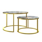 Столы журнальные «Лофт» DQ №2 Duae, 475(605)×320(420)×475(605) мм, цвет серо – зелёный мрамор/золотой, 2 шт. - Фото 2