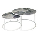 Столы журнальные «Лофт» DQ №2 Duae, 475(605)×320(420)×475(605) мм, цвет серый мрамор/белый, 2 шт. - Фото 1