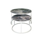 Столы журнальные «Лофт» DQ №2 Duae, 475(605)×320(420)×475(605) мм, цвет серый мрамор/белый, 2 шт. - Фото 2