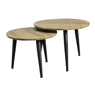 Столы журнальные «Лофт» DQ Malit Fir, 500(600)×400(450)×500(600) мм, цвет чёрный муар/светлый