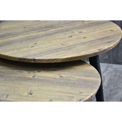 Столы журнальные «Лофт» DQ Malit Fir, 500(600)×400(450)×500(600) мм, цвет чёрный муар/светлый