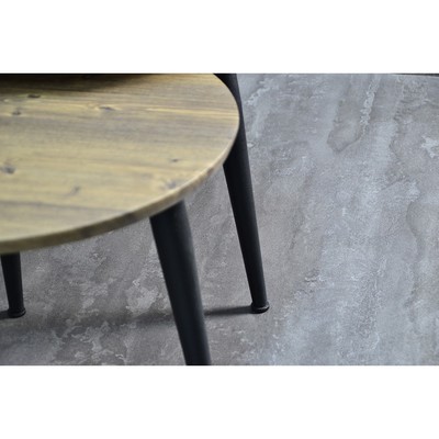 Столы журнальные «Лофт» DQ Malit Fir, 500(600)×400(450)×500(600) мм, цвет чёрный муар/светлый