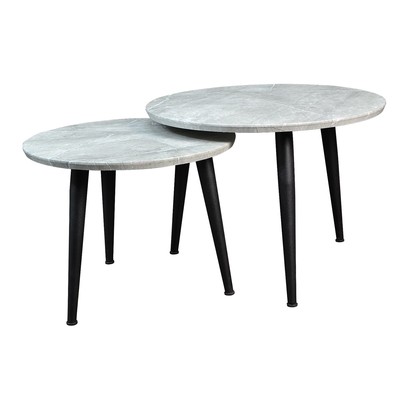 Столы журнальные «Лофт» Malit Marbele Creek, 500(600)×400(450)×500(600) мм, цвет чёрный муар/marbele creek