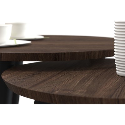 Столы журнальные «Лофт» DQ Malit Nut. 500(600)×400(450)×500(600) мм, цвет чёрный муар/тёмное дерево