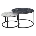 Столы журнальные «Лофт» DQ №2 Duae, 475(605)×320(420)×475(605) мм, цвет чёрный – белый мрамор/чёрный, 2 шт. - Фото 1
