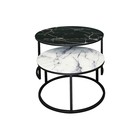 Столы журнальные «Лофт» DQ №2 Duae, 475(605)×320(420)×475(605) мм, цвет чёрный – белый мрамор/чёрный, 2 шт. - Фото 2