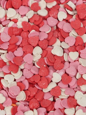 Кондитерская посыпка сахарная декоративная «Сердечки»розовые, красные, белые, 50 г (комплект 2 шт)