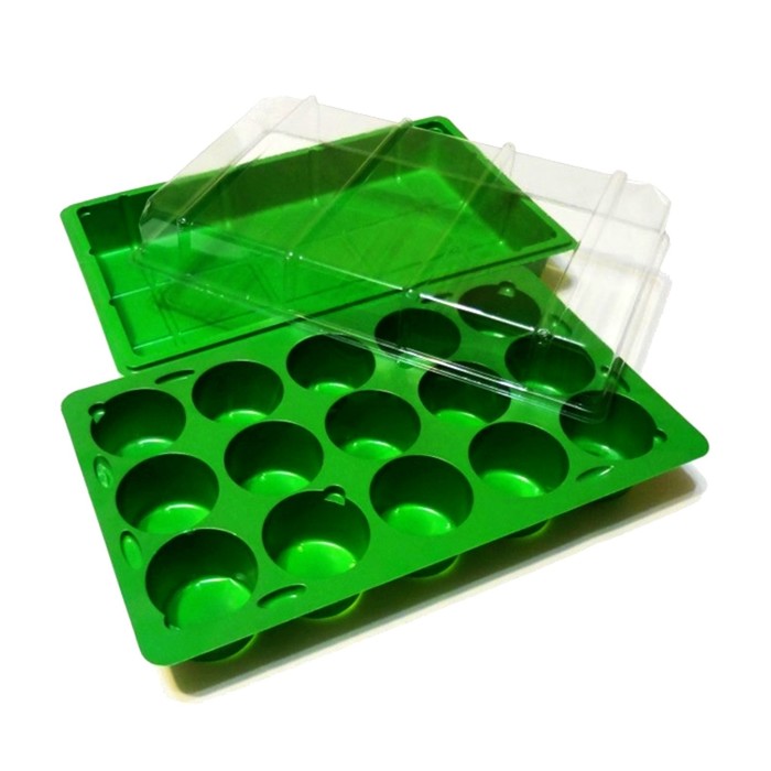 Мини-парник для рассады, 38 × 23 × 5 см, 15 ячеек под таблетки для рассады, «Урожайная сотка» - Фото 1