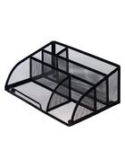 Подставка для канцелярских принадлежностей, 5 отделений, сетка, металл, чёрная - Фото 1