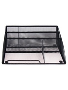 Подставка для канцелярских принадлежностей, 5 отделений, сетка, металл, чёрная - Фото 2