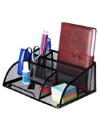 Подставка для канцелярских принадлежностей, 5 отделений, сетка, металл, чёрная - Фото 5