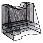 Лоток для бумаг металлическая сетка, 5 отделений, чёрный - Фото 1