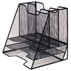 Лоток для бумаг металлическая сетка, 5 отделений, чёрный 9930877 - фото 7489694