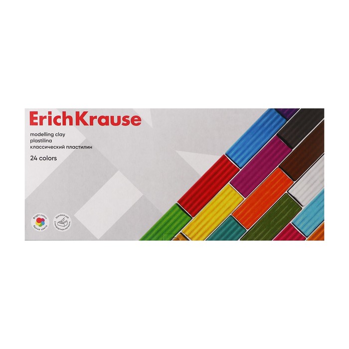 Пластилин 24 цвета, 384 г, ErichKrause "Классический", в картонной упаковке